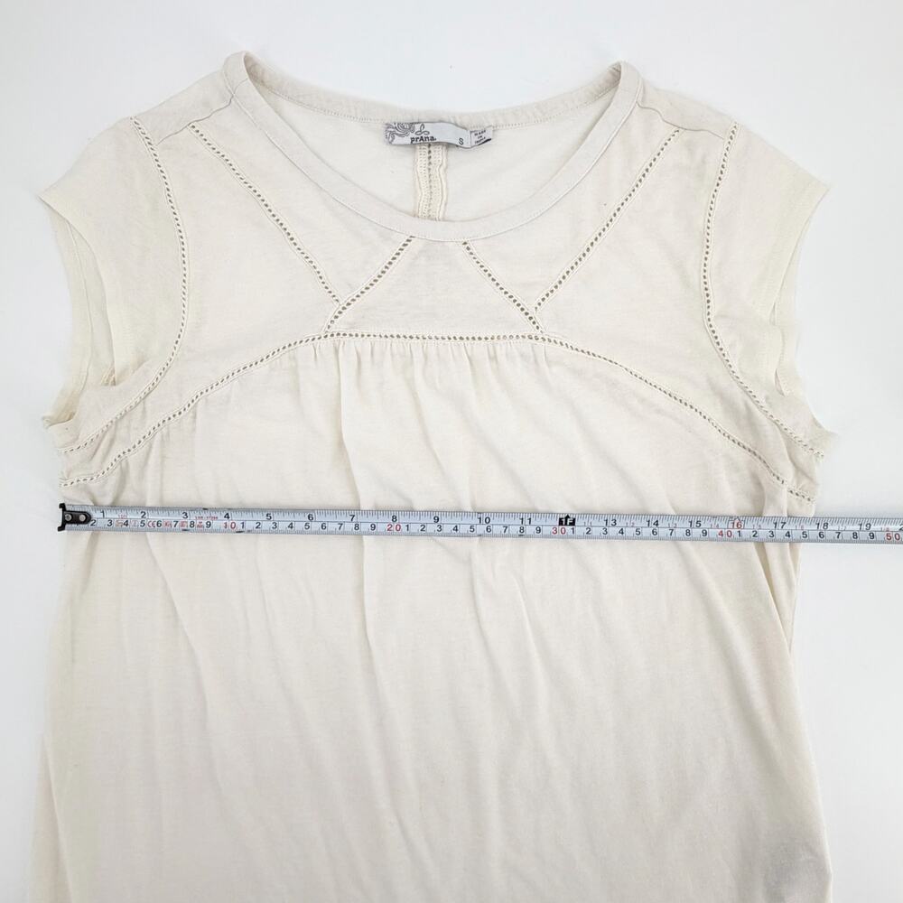 prAna Cream Organic Cotton Cap Sleeve Top Women’s Small Boho Casual Ivory - Picture 9 of 11